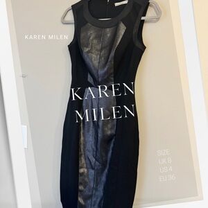 Karen Millen Black and Metallic Midi Dress